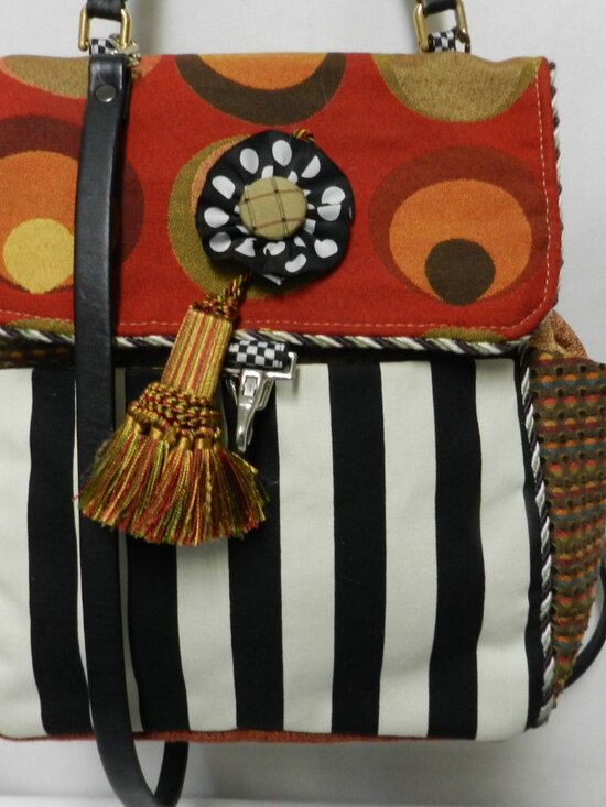 Silver Plum Handmade Tapestry Convertible Backpack Purse Handmade USA Fabric main image 8